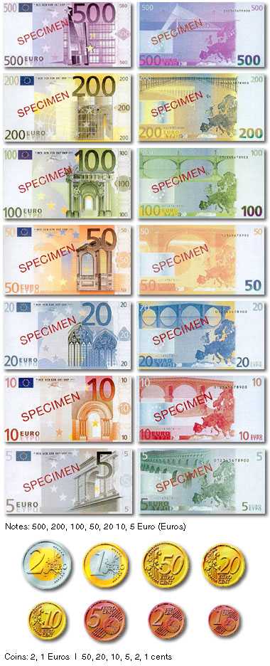 mjp65aa: France uses the Euro currency. The bills are very colorful compared 
