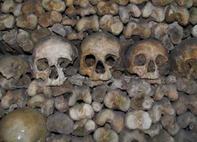 The catacombs of Paris are a fascinating tourist place to visit!