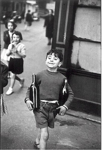 Henri Cartier-Bresson's wonderful photo of young boy with wine