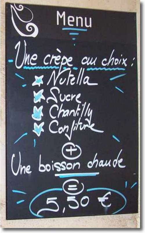 One very famous French food menu item is crepe - sweet or savoury, they're one of my favourites.