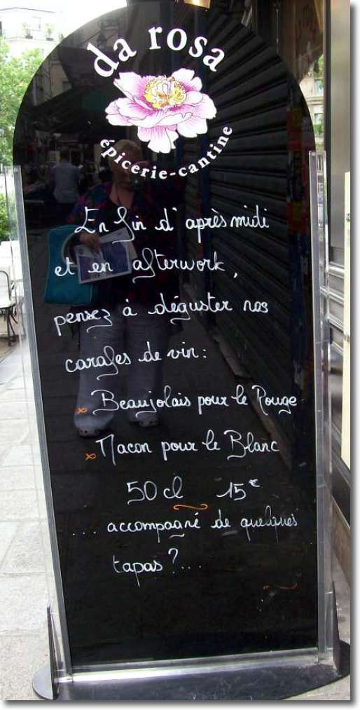 da Rosa's famous French food menu for after work offers wine and tapas.