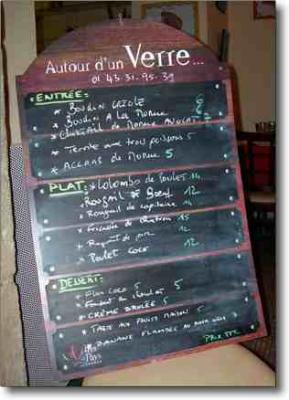 The menu at Cafe Couleurs