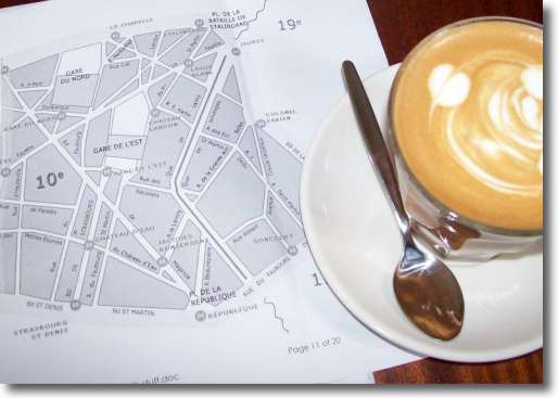 This Paris city map 75010 arrondissement is being read by me in one of my favourite cafes in Sydney, Australia.