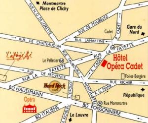 Above: location map of Opera Cadet Hotel